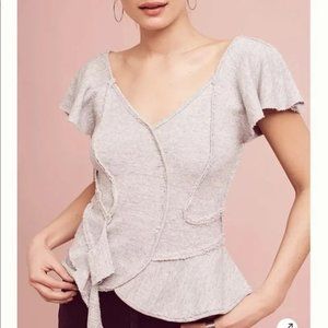 Anthropologie XS Gray Peplum Blouse